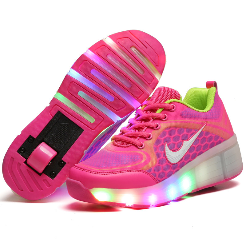 儿童暴走鞋学生单轮闪灯双轮男童女童运动鞋成人鞋底带轮子轱辘鞋_9折