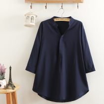 Fat mm summer dress new fattened plus size womens fat women wear 200 Jin age age chiffon seven-point sleeve shirt