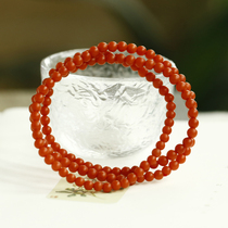 Natural Yunnan Baoshan south red agate bracelet female three-circle persimmon red hand string premium exquisite gift jewelry