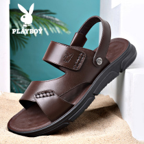 Floral Playboy sandals men 2022 new summer genuine leather beach shoes Soft bottom non-slip abrasion resistant casual cool slippers