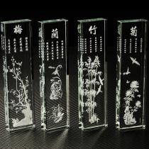 Graduation season gift to the teacher Crystal glass paperweight ruler ornaments Primary school students and elders brush calligraphy souvenirs