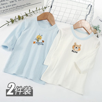 2 childrens T-shirts spring and Autumn infant underwear Pure cotton mens and womens baby long-sleeved clothes winter round neck base shirt