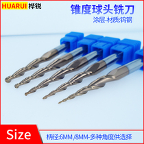 Taper ball knife 55 degrees tungsten steel alloy end mill Bevel edge coating ball head engraving knife Aluminum plate woodworking CNC relief