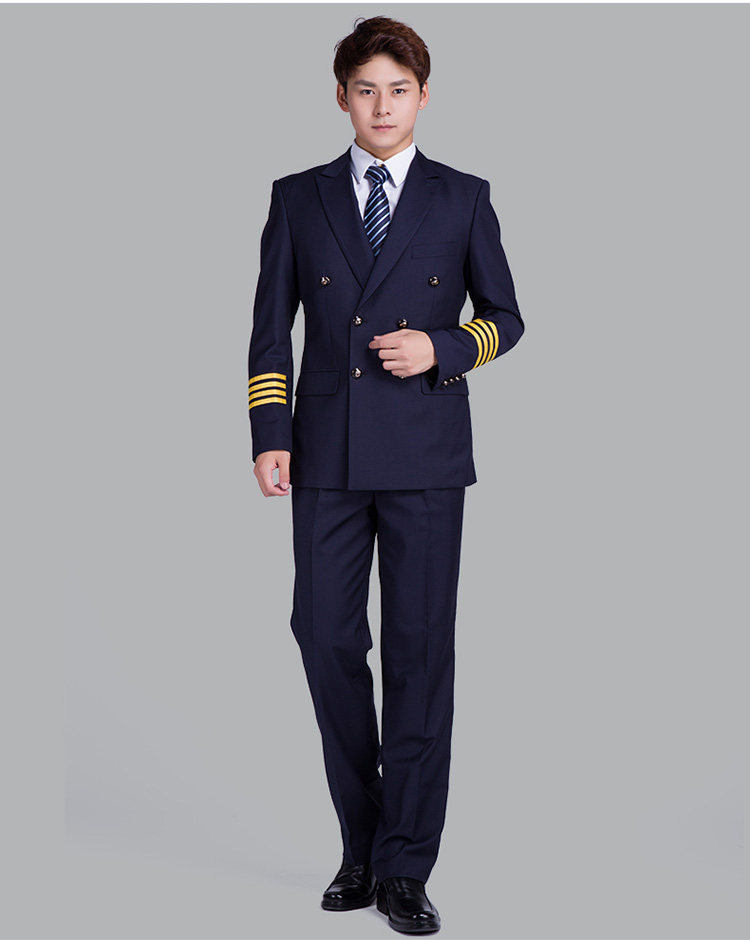 民航机场航空机长制服 东航飞行员空少制服 阳光精纺毛料藏青色