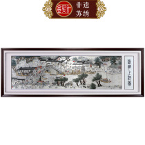 Jin Wu needle pure hand embroidery Su embroidery finished painting living room study decoration painting Qingming Shanghe picture Qiu Ying version