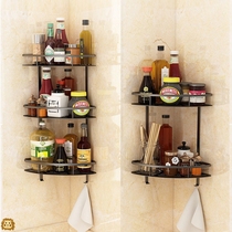 Kitchen Shelve Wall-mounted Triangle Type Corner Seasoning space Aluminum containing shelf Corner Rack Free of perforated wall-hanging