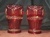 A pair of lotus lamp glass Buddha lamp kerosene lamp