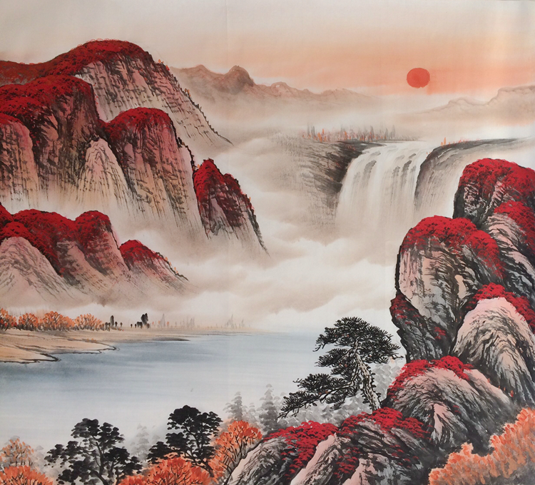 鸿运当头国画山水画风水靠山客厅风水画招财风水中堂画纯手绘真迹