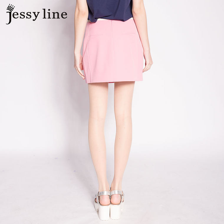 jessy line2015夏装新款 杰茜莱甜美纯色百搭半身裙 A字休闲短裙