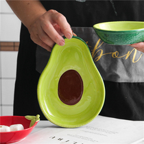 Avocado ceramic bowl Nordic tableware Salad bowl Household dessert bowl Snack small bowl Cute strawberry bowl Fruit