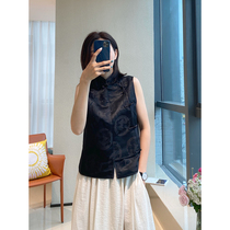 Really good temperament can not describe super charming silk jacquard satin Chinese vest jacket