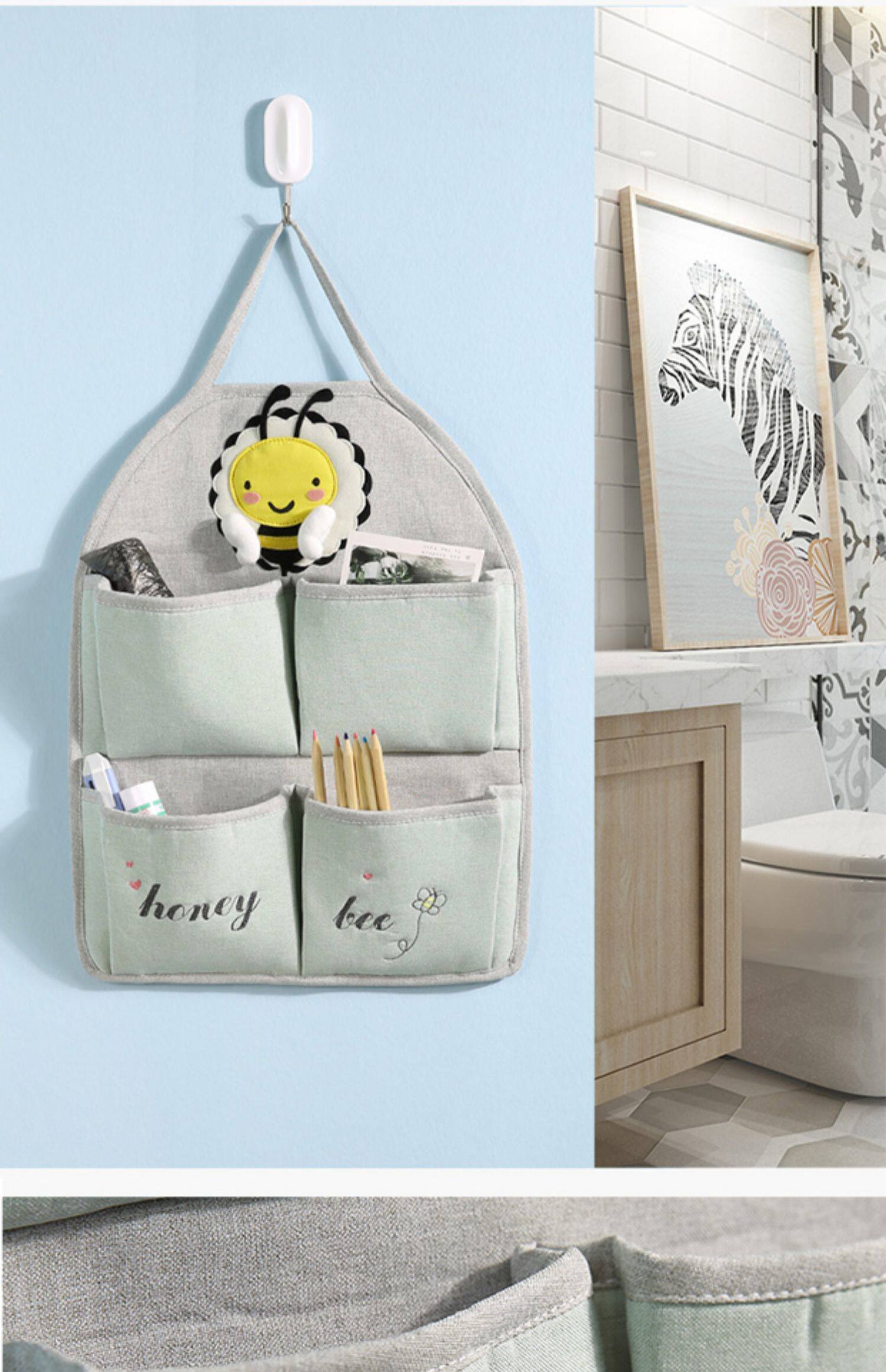 挂墙收纳袋挂袋墙挂式宿舍小布袋布艺门后收纳挂袋子床头可爱挂兜