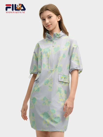 Fila Maison Kitsun Fila Woven Dress for Women 2025 Summer New Sluded Skirt Fila Maison Kitsun Fila Woven Dress for Women 2025 Summer New Sluded Skirt