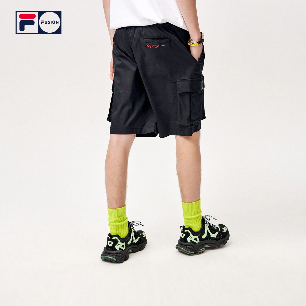 filafusion斐乐潮牌梭织短裤男2021夏季新款学生运动工装五分