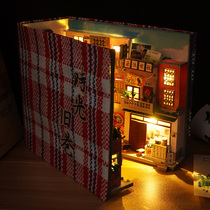 diy cottage time old alley small house Cubism book upright hand making assembled building models Toys students reading Decorative Creative Partition boxes Desktop Birthday Gift Table Bookshelves