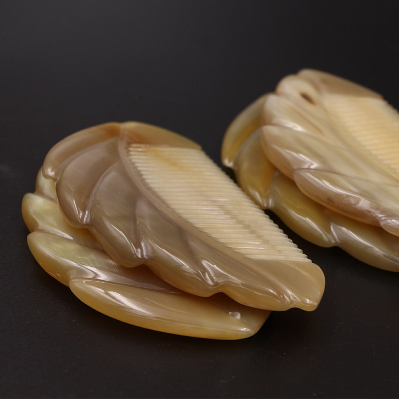 天然白牦牛角密齿直发梳顺发梳 男女儿童梳 便携按摩梳护发养发梳