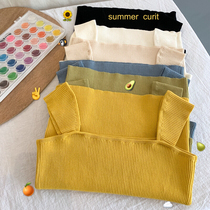 Suspender small vest female outer wear wide shoulder strap summer Korean version ice silk knitted inner tie base shirt Student short top