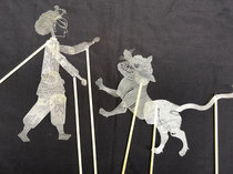 Classic fable story characters Wu Song playing tiger DIY handmade shadow crafts with operating lever can be turned around and colored