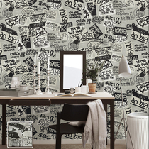Graffiti letters English wallpaper fashion youth personality wallpaper background wallpaper youth room shop decoration