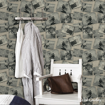 Post-modern style wallpaper retro nostalgic movie era film film pattern wallpaper studio bar wallpaper