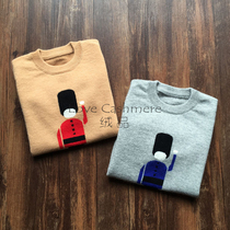 Fleece custom bar winter Little Red Guard round neck pullover cartoon sweater childrens cashmere sweater parent-child suit