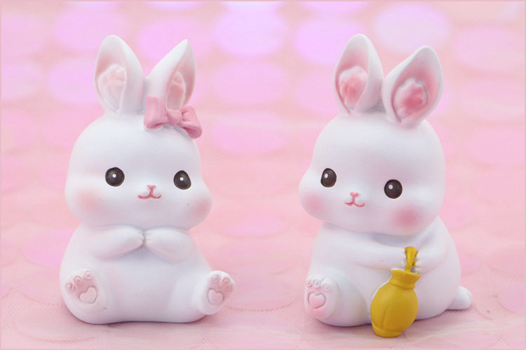 网红可爱兔糯米兔车载饰品汽车摆件创意烘焙儿童生日蛋糕装饰摆件