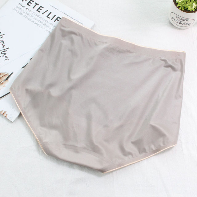 Victoria's Thin Mid-High Waist Seamless Sexy Glossy Ice Silk Hip Covering Pure Cotton Crotch Micro Belly Controlling Women's Briefs