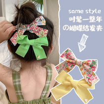 Childrens bow hair accessories cute girl hairclip female princess baby fashion floral polo point side clip headgear