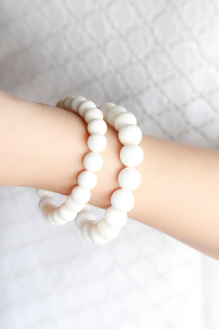 海南谭门贝壳手链天然白贝壳手串珠3a佛珠手链时尚男女同款