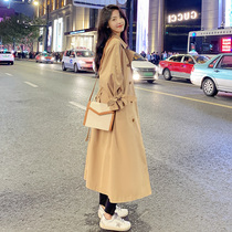 British windbreaker womens long knee spring and autumn 2021 New temperament popular Korean version of early autumn coat coat tide