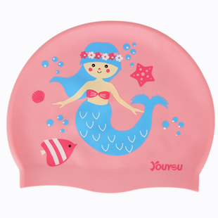 儿童硅胶泳帽女男长发防水不勒头可爱时尚印花游泳镜套装护耳通用