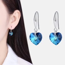 925 Pure Silver Earrings With Long Blue Crystal Sapphire Earrings Marine Star Earrings Send Yourself A Bestie Gift
