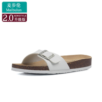 Maibu Cork slippers for men and women with beach single buckle ulzzang non-slip high flat outdoor home