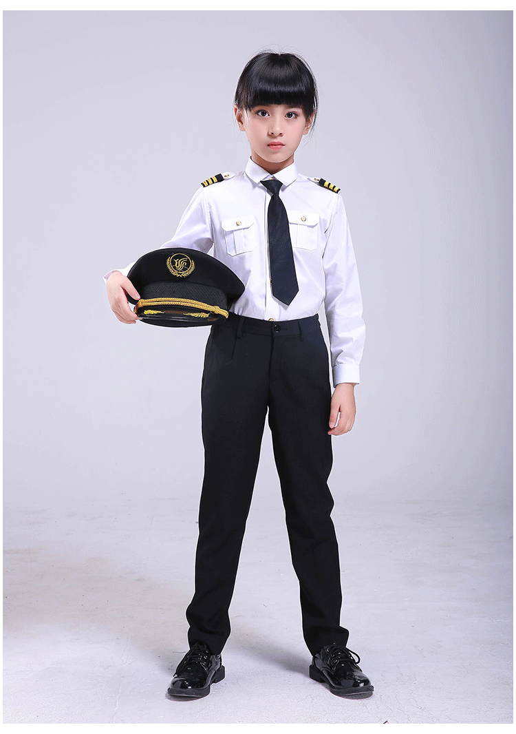 航空服装儿童中国机长儿童飞行员演出制服航空衣服男女男童师套装