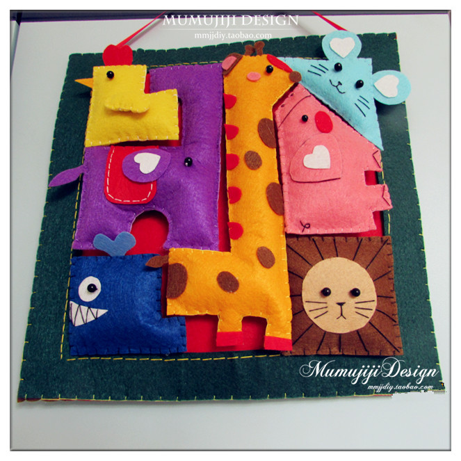 diy亲子玩具幼儿园手工作业宝宝礼物动物七巧板拼图不织布成品