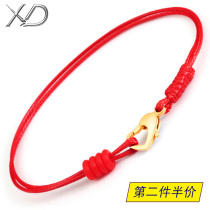 Hand-woven black red rope bracelet hand rope wear 3D hard gold transfer beads beaded rope for men and women wax leather rope bracelet