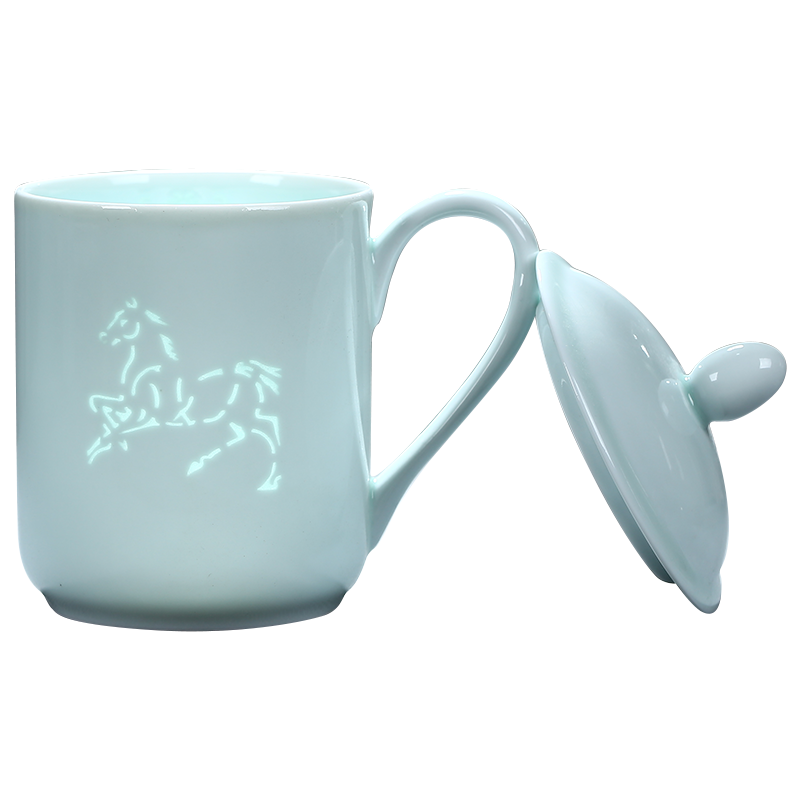 Jingdezhen and exquisite porcelain teacup creative zodiac ceramic cups with cover glass tea cup move couples office
