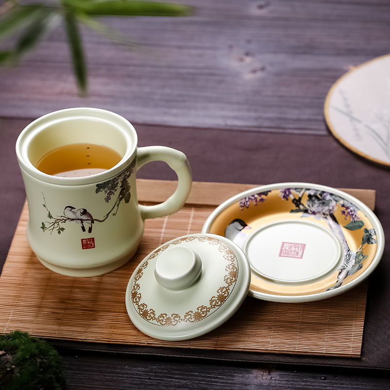 Jingdezhen ceramic cups the filtering cup tea cups with cover home office about the boss cup 450 ml water cup