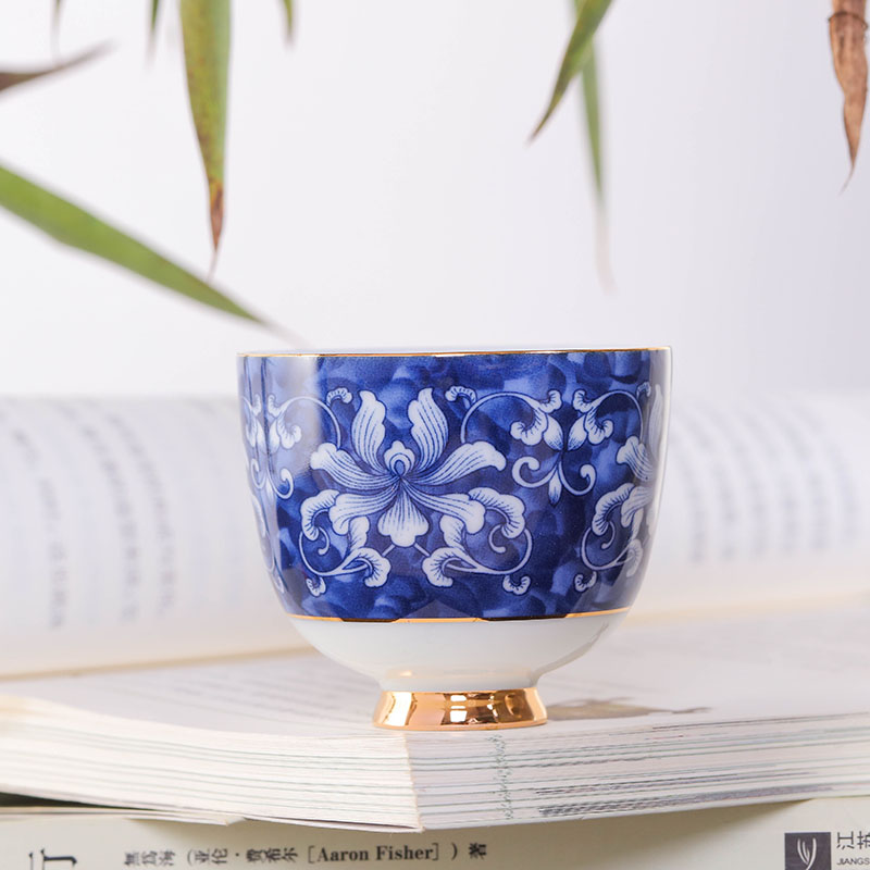Jingdezhen blue and white kung fu tea set household glass ceramic teapot with caddy fixings vase gift box