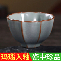 Ruyao Teacup Master cup Bean gold silk open piece can raise handmade single cup Ceramic tea set Individual cup