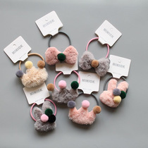 Foreign trade children hair rope Hairband hairclip hair accessories rabbit Korean baby pompon love Crown bow leather band