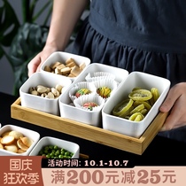 Japanese split plate household plate ceramic dried fruit plate living room fruit platter snack plate hot pot dip dish