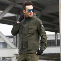 men's casual fashion outdoor camouflage windbreaker fleece thermal thick workwear hooded jacket