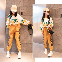 Rain star Rain Yan girl suit autumn Yangqi children 2021 new early autumn middle and large childrens sports two-piece set spring and autumn