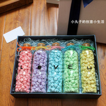 Glass star bottle Wishing bottle Handmade origami folding lucky star creative wooden stopper transparent bottle Cylindrical Tanabata gift