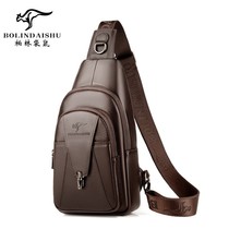 Berlin Kangaroo Genuine Leather Mens Chest Bag Bull Leather Skew Satchel Mens Casual Mens Bag Single Shoulder Bag Genuine Leather Pocket Backpack Man