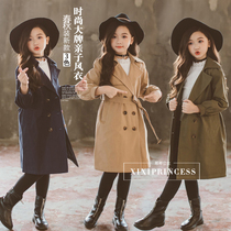 2021 autumn new girl temperament windbreaker child long cotton windbreaker parent-child mother and daughter coat