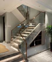 Shanghai Suzhou Super White Glass Stairway Armrest Pre-Embedded Glass Groove Neck Stair Guardrails Light Lavish Villa Stairs