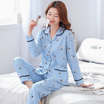 Pajamas for the elderly women spring and autumn long-sleeved pure cotton women middle-aged mother fat plus size spring suit