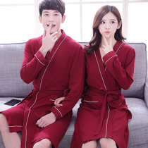 Red summer pajamas nightgown womens summer 2021 new couple mens plus size one-piece year of life bathrobe